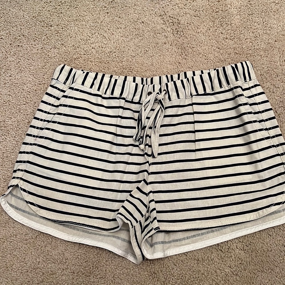 J. Crew Pull On Shorts White Blue Stripe Size S